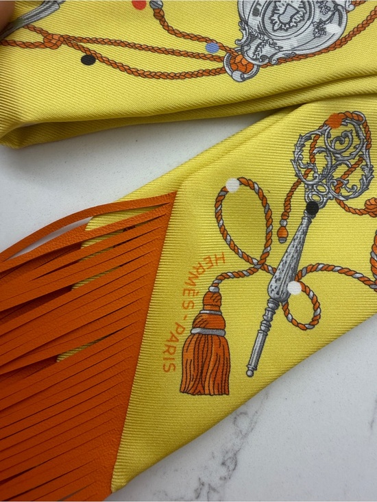 Hermes Accessories - Hermes Yellow and Orange Fringe twilly